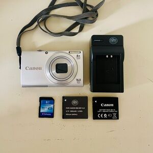 Canon PowerShot A4000 IS 16MP 8x Zoom Digital Camera Charger 2 Batteries 8gb New